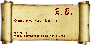 Romanovics Barna névjegykártya