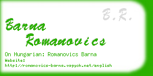 barna romanovics business card